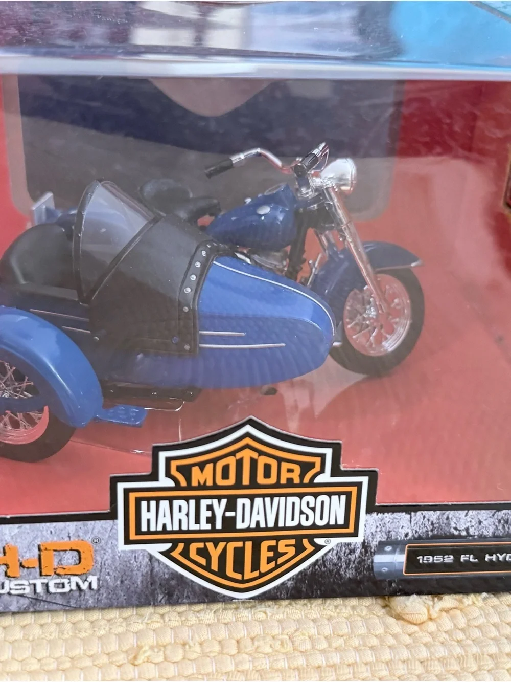 Harley-Davidson Blue and Orange Die-Cast Motorcycle Toy